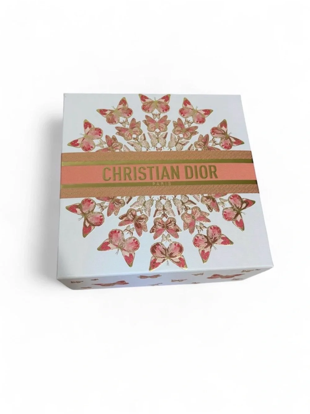 Dior Exclusive Coral and Gold Butterfly Gift Paper Box